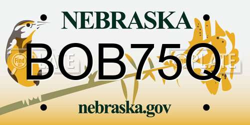 BOB75Q Nebraska License Plate