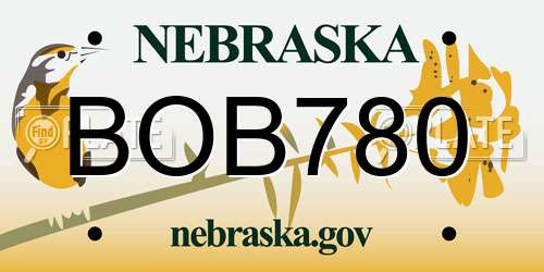 BOB780 Nebraska License Plate