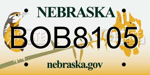 BOB8105 Nebraska License Plate