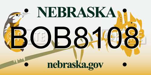 BOB8108 Nebraska License Plate