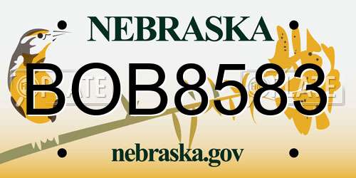 BOB8583 Nebraska License Plate