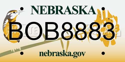 BOB8883 Nebraska License Plate