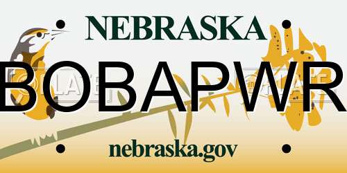 BOBAPWR Nebraska License Plate
