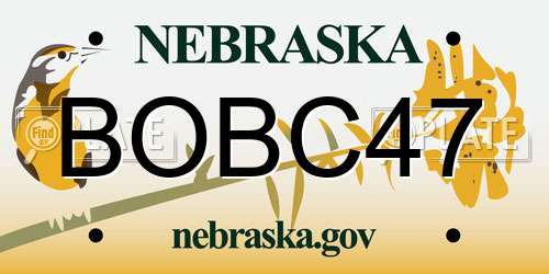 BOBC47 Nebraska License Plate