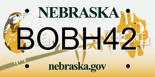 BOBH42 Nebraska License Plate