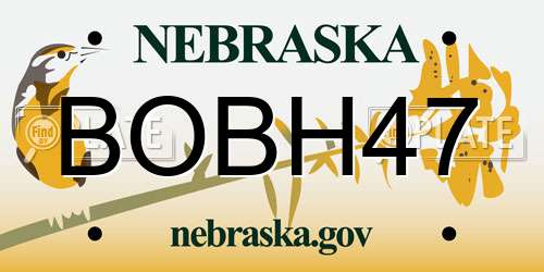 BOBH47 Nebraska License Plate