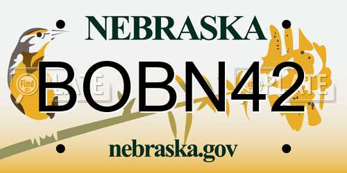 BOBN42 Nebraska License Plate