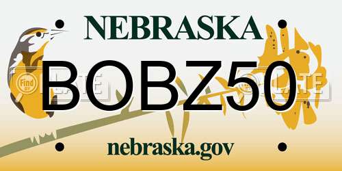 BOBZ50 Nebraska License Plate