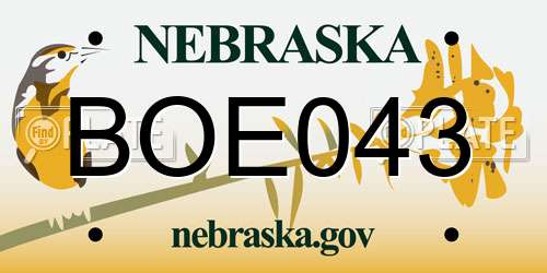 BOE043 Nebraska License Plate