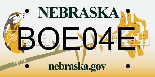 BOE04E Nebraska License Plate