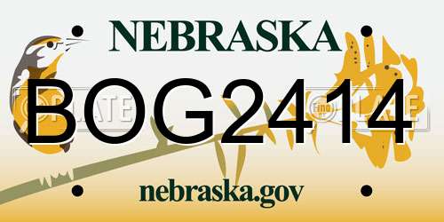 BOG2414 Nebraska License Plate