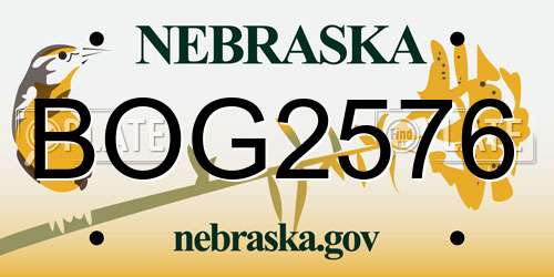 BOG2576 Nebraska License Plate