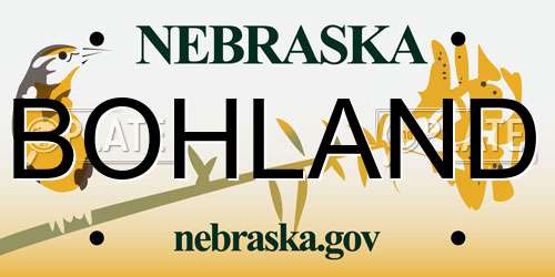 BOHLAND Nebraska License Plate