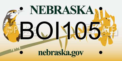 BOI105 Nebraska License Plate