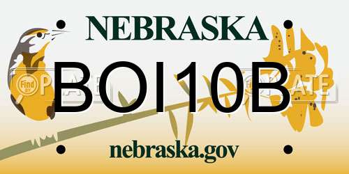 BOI10B Nebraska License Plate