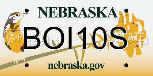 BOI10S Nebraska License Plate