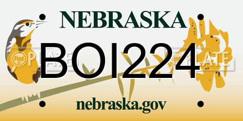 BOI224 Nebraska License Plate