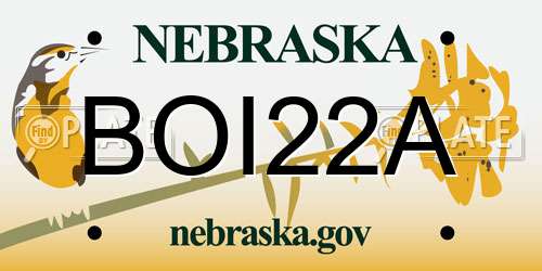BOI22A Nebraska License Plate