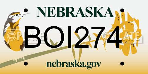 BOI274 Nebraska License Plate