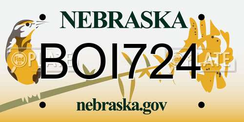 BOI724 Nebraska License Plate