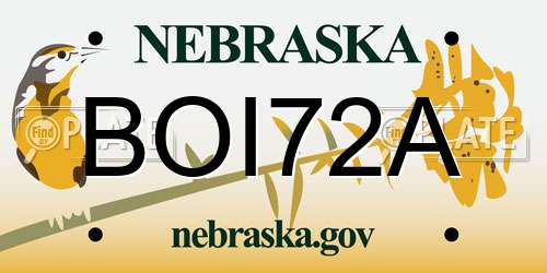 BOI72A Nebraska License Plate