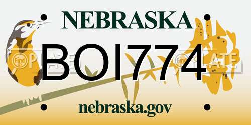 BOI774 Nebraska License Plate