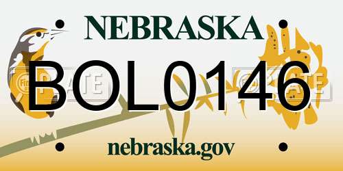 BOL0146 Nebraska License Plate