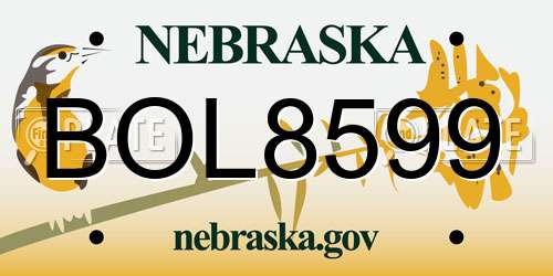 BOL8599 Nebraska License Plate