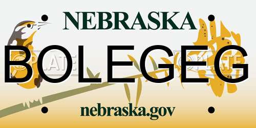 BOLEGEG Nebraska License Plate