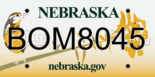BOM8045 Nebraska License Plate