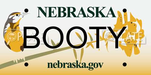 BOOTY Nebraska License Plate