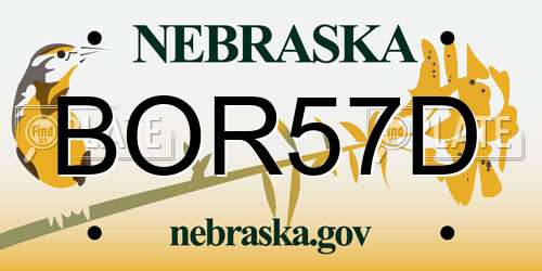 BOR57D Nebraska License Plate