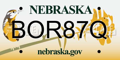 BOR87Q Nebraska License Plate