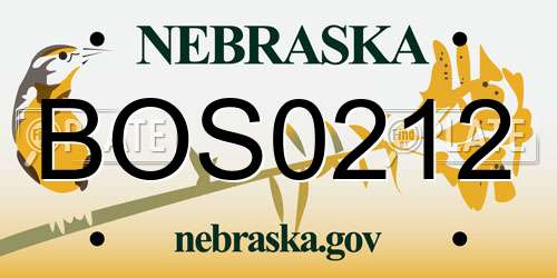 BOS0212 Nebraska License Plate