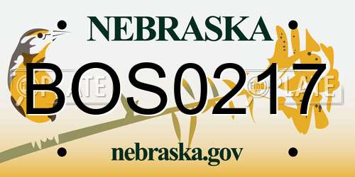 BOS0217 Nebraska License Plate