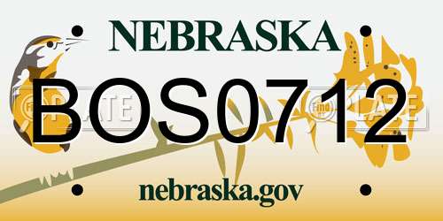 BOS0712 Nebraska License Plate