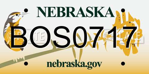 BOS0717 Nebraska License Plate