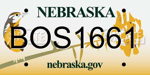 BOS1661 Nebraska License Plate