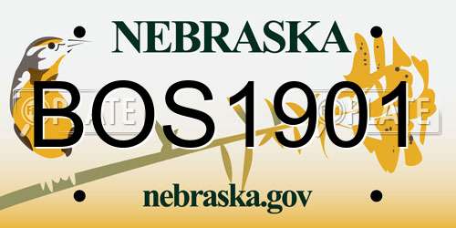 BOS1901 Nebraska License Plate