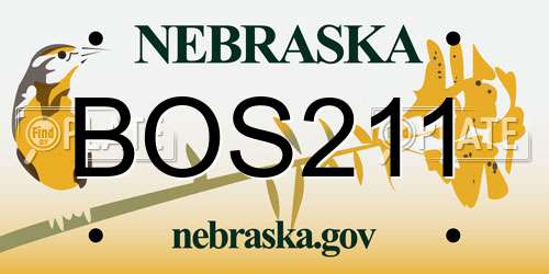 BOS211 Nebraska License Plate