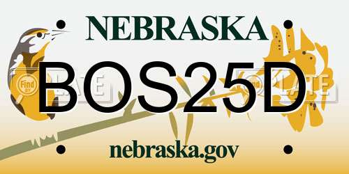 BOS25D Nebraska License Plate