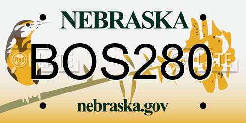 BOS280 Nebraska License Plate