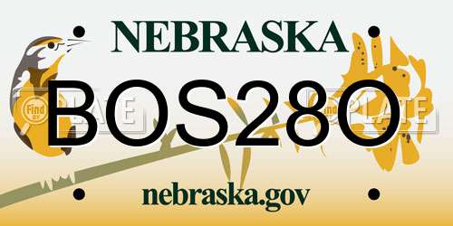 BOS28O Nebraska License Plate