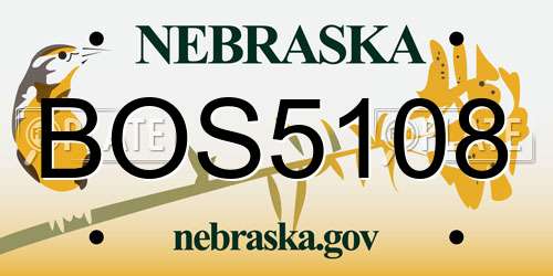 BOS5108 Nebraska License Plate