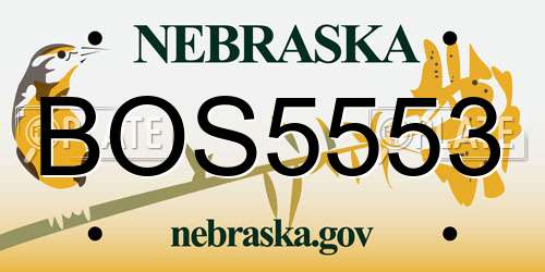 BOS5553 Nebraska License Plate