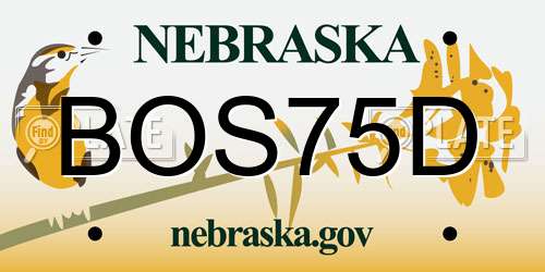 BOS75D Nebraska License Plate