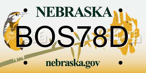 BOS78D Nebraska License Plate