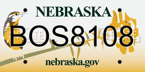 BOS8108 Nebraska License Plate