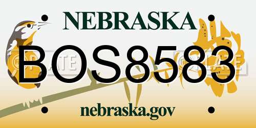 BOS8583 Nebraska License Plate