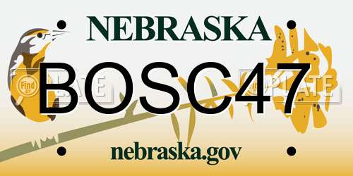 BOSC47 Nebraska License Plate